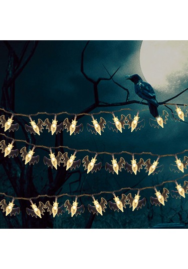 Shineyee Karanlık Halloween Dekorasyonu: 6m 40 Led Kanarya Işık, Sürekli/parıltı Modu, Bat Şekli, Pilli Pil Yok