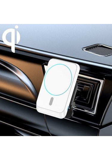 Wondernest Jjt-969 15w Maksimum Çıkışlı Manyetik Araç Şarj Braketi Kablosuz Hava Çıkış Beyaz Beyaz