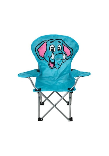 Kpm Katlanır Fil Desenli Çocuk Kamp Sandalyesi - Mavi Mavi