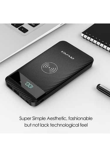 Symbee Aweı P55k 10000mah Kablosuz Powerbank Siyah - 3 Cihazı Eşzamanlı Şarj Edebilir, Elektrik Miktarı Göstergesi, Mini Boyut Siyah