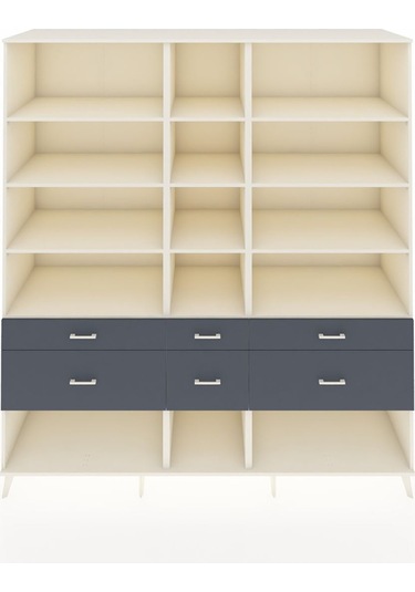 Kronos Dolap 12 Raflı 6 Çekmeceli 220x59x243 Aytaşı-aytaşı/antrasit Aytası/antrasıt