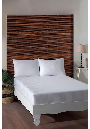 Varol King Size Fitted Saten Çarşaf Takımı - Beyaz