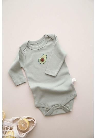 3lü Nakışlı Çıt Çıtlı Uzun Kollu Body-zıbın Model 3 Vizon