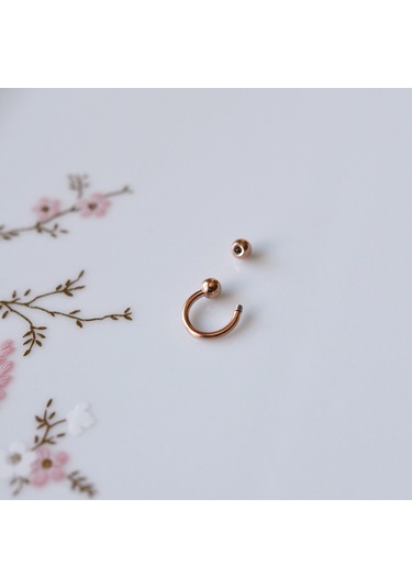 Heppii İki Ucu Toplu Smiley Piercing 6 Mm Tragus, Helix Kıkırdak Lob Gümüş