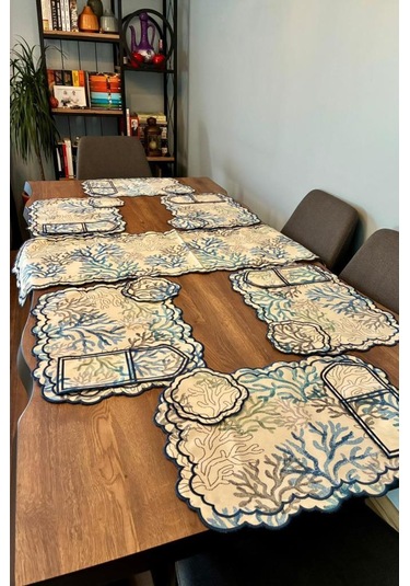 Dalım Keten Amerikan Servis Takımı 19 Parça Mavi Mavi