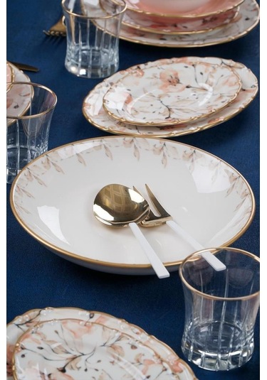 Acar Mari Gold 6 Kişilik 29 Parça Porselen Yemek Takımı Altın