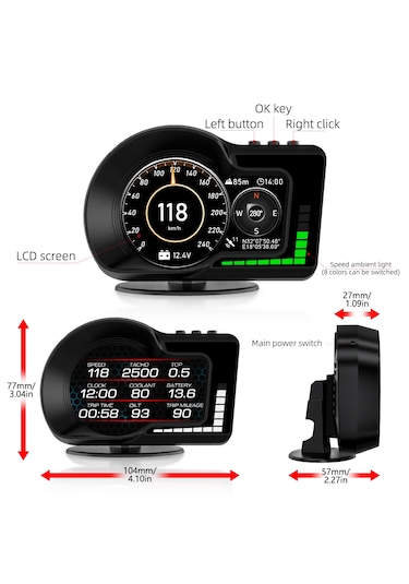 F15 Hud Obd Gelişmiş Fonksiyonlu Araç Veri Ekranı Head Up Display