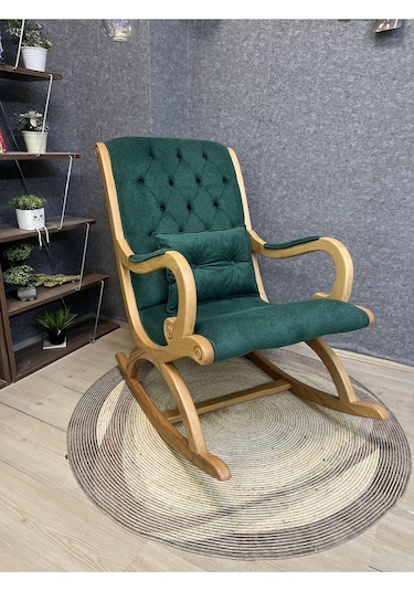 Asedia Rustik Naturel Natura Yeşil Sallanan Sandalye Dinlenme Koltuğu