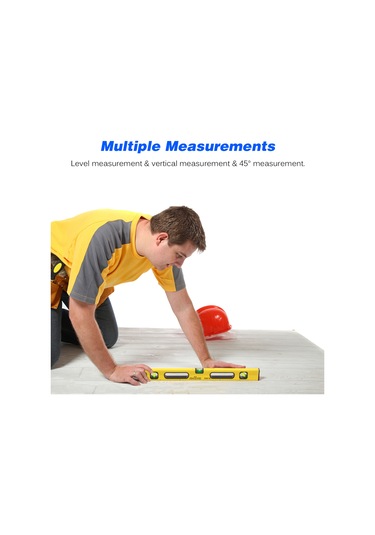 Leezsing 60 Cm Alüminyum Ağır Duty Seviye Cihazı, Güçlü Mıknatıslı, Yüksek Hassasiyetli Ölçüm Aracı, Sarı Renk