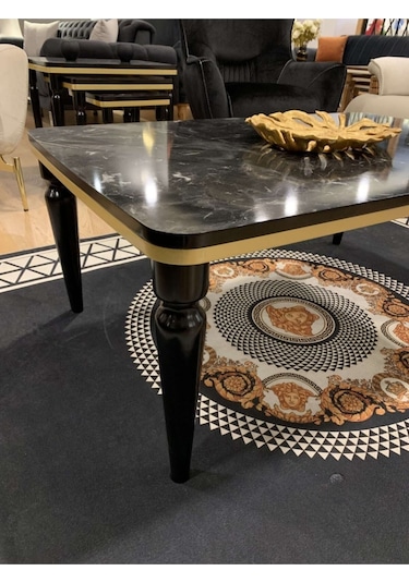 Akset Orta Sehpa Lüx Siyah Mermer Gold