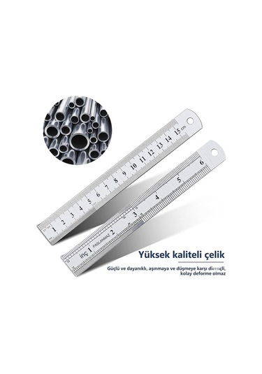Çelik Cetvel 15cm 0,7x15mm Gri