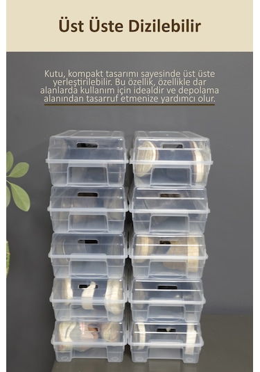 İronika 10 Adet Erkek Ayakkabı Kutusu Şeffaf Ayakkabı İstifleme S Şeffaf