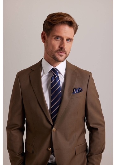 Erkek Taba Regular Fit Mono Yaka Blazer Ceket 001
