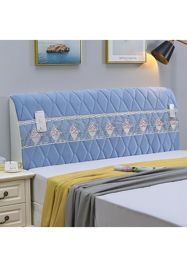 Sones Yatak Başı Her Şey Dahil Çarpışma Önleyici Kapitone Kalın Kumaş Koruyucu Kılıf, Boyut: 60x150cm İtalyan Kadife Mavisi