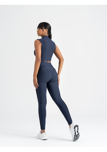 Dikişle Modellenmiş Spor Tayt Lacivert