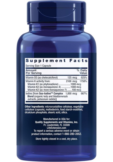 Life Extension Vitamins D And K1 And K2 Sea-ıodine