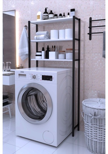Nova Çamaşır Makinesi Üstü Düzenleyici Raf Banyo Dolabı Rafı Makina Üstü Dolap Raf Beyaz