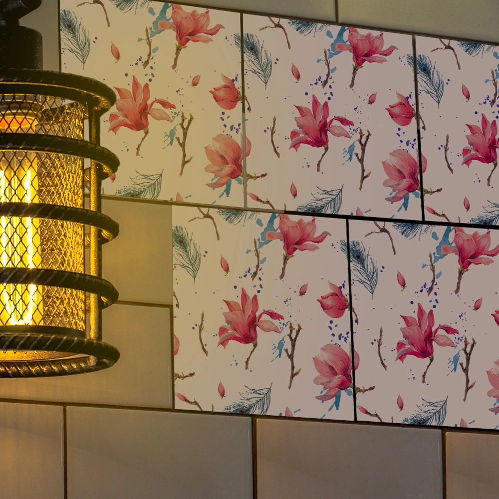 Hombey Klasik Mavi Zemin Desenli Otomatik Yapışkan Duvar Çini Sticker 20x20cm 10 Adet - Ev Dekoru İçin Kolay Uygulama Ve Kaldırma Özelliği Diğer