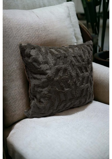 Bohem Dekoratif Yastık Kılıfı Kırlent Kılıfı 43x43 Cm Antrasit Etnik Gri