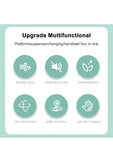 Kangvka Siyah F3 Cep Fanı - 360 Döner, 3 Hızlı, Işıklı, 800mah Pil - Bebek Arabası/ofis/ev Kullanıma Uygun