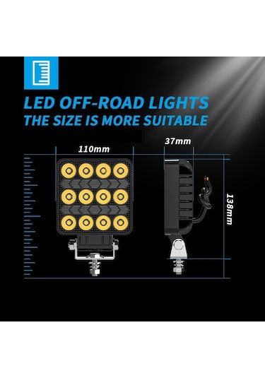 Off Road Çalışma Lambası Ve Sis Farı 4 İnç Selamlamalı Çakar İkaz Gündüz Led Drl 2 Mod 12/24 V