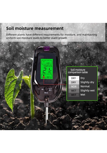 Springsun 5'li Sensörlü Toprak Analiz Cihazı: Ph/nem/sıcaklık/ışık/asitlik Ölçer Çiftlik & Bahçe Bitkileri