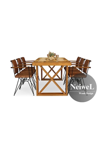 Neiwel Mai X Doğal Ahşap Mutfak Ve Yemek Masası-100-260 Açık Ceviz