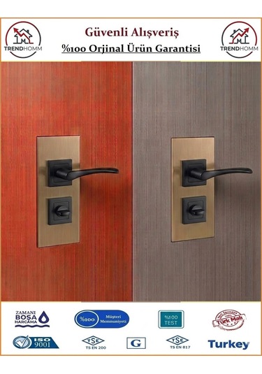Grossavm Bravo Rozetli Wc Banyo Kapı Kolu - Mat Siyah - 1 Takım Ön Ve Arka