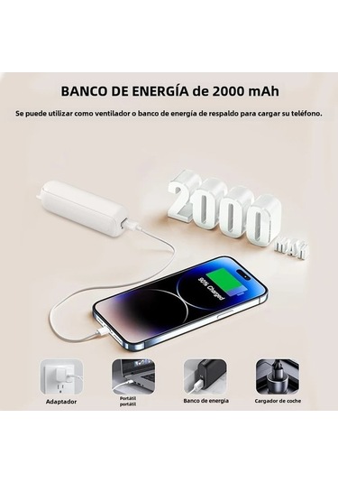 Yingfu Mini Usb Şarj Edilebilir Fan, 2000mah Power Bank, Siyah