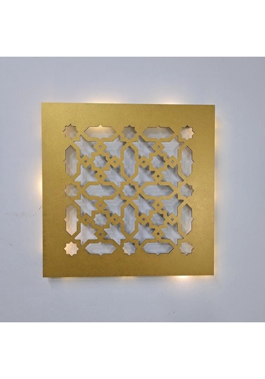 Led Işıklı Motif Tablo 2 - 30x30cm Gold