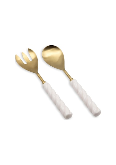 The Mia Column Salata Servis Takımı 2 Parça Gold