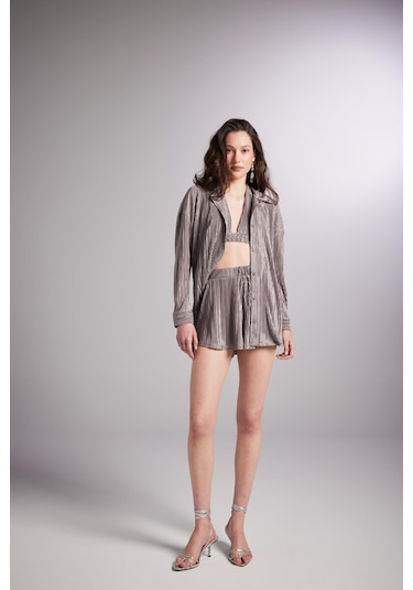 Holly Lolly Beli Lastikli Mini Comfy Şort Vizon