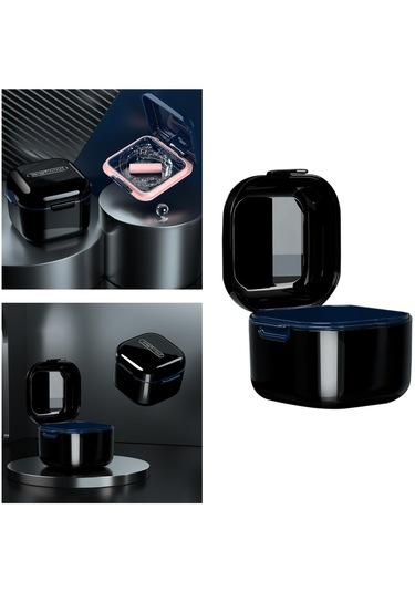 Dolıty Protez Çantası, Süzgeç Sepetli Banyo Siyah-9.7x8.8x7cm