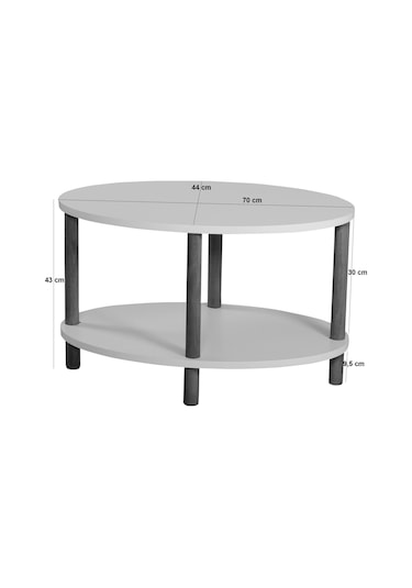 Orta Sehpa Oval Ahşap Ayaklı Iki Katlı Gazetelikli