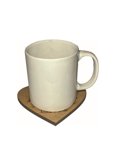 Kalpli Ahşap Bardak Altlığı 2 Lı Set Sevgililere Bardak Altlığı S Kahverengi