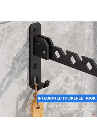 Yaleker Duvar Tipi Çekirdekli Kurutma Rafı - Açılır-kapanır, Açı Ayarlanabilir, Yüksek Dayanıklı - Banyo, Balkon, Çamaşır Odası İçin Siyah Siyah