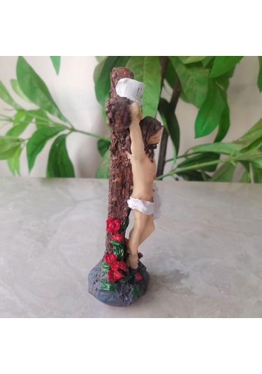Suntek İsa Haç Heykeli Dua Eden Dini Heykel Ofis Otel Için 10.5cmx6cmx19.5cm