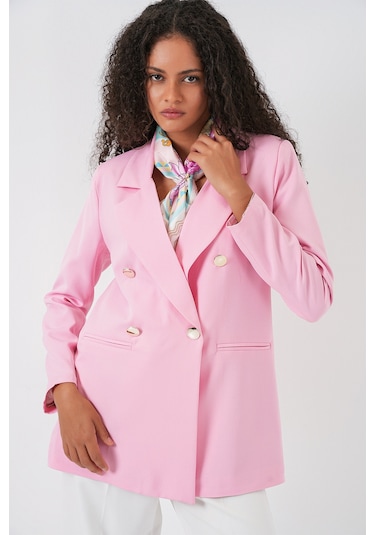 Bigdart Kadın Kruvaze Yaka Blazer Ceket 0722 - Pudra