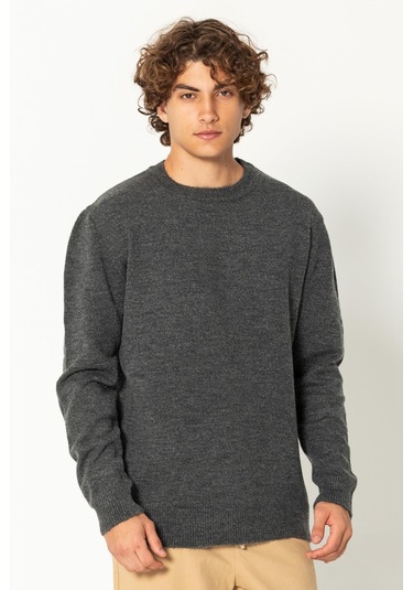 Erkek Kaşmir Dokulu Bisiklet Yaka Şık Triko Kazak Antrasit