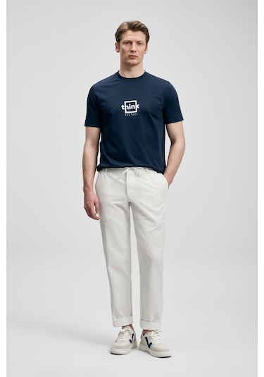 Lufian Thınk Modern Grafik T- Shirt Lacivert Lacivert 111020310100200 Lacivert