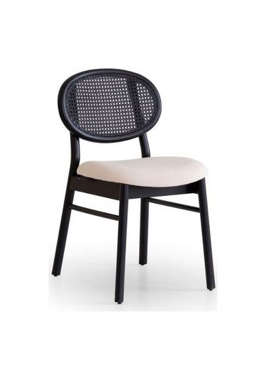 Oslo Hazeranlı Ahşap Sandalye Siyah - Krem