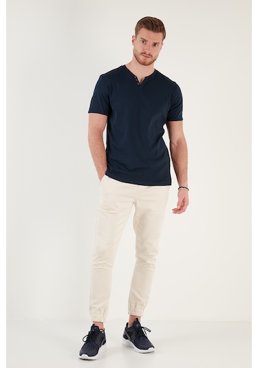 Buratti Pamuklu V Yaka Slim Fit Erkek T Shirt 5902122 Indigo
