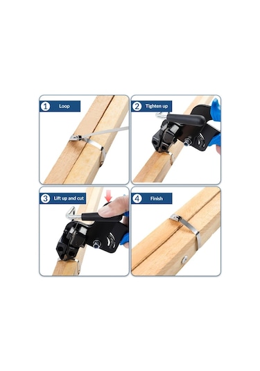 Xuweiwei 1 Adet Mavi 12mm Genişlik Metal Bağlantı Lastiği Sıkma Kesme Paslanmaz Çelik Kablolu Bağlama Pensesi