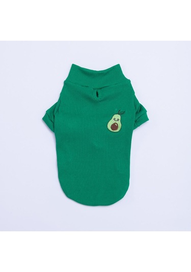 Yeşil Avocado Avokado Nakışlı Esnek Kedi Köpek Sweat- Kedi Köpek Kıyafeti