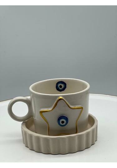 Altın Yaldız Yıldız Nazar Fincan Mug