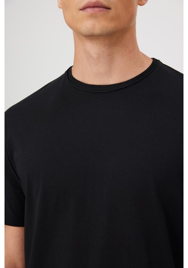 BASKILI BASIC KISA KOL ERKEK T-SHIRT SİYAH Siyah