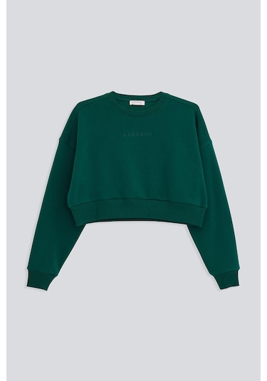 NAKIŞLI CROP SWEATSHIRT YEŞİL Yeşil