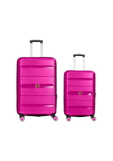 Npo Diamond Pp Polipropilen Büyük Ve Orta Boy 2'li Kırılmaz Valiz Seti - Fuşya Pembe