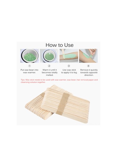 Kangvka Tek Kullandım Wooden Wax Stickleri 50 Adet - Kaş, El, Kol Ve Bacak Tüy Çıkarma İçin Ev Kullanıma Uygun