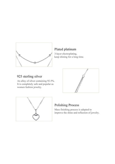 Bamoer Takı Bamoer Aşk Kalp Kadın Klavikula Zinciri Çift Zincir 925 Ayar Gümüş Boyun Takı Gümüş